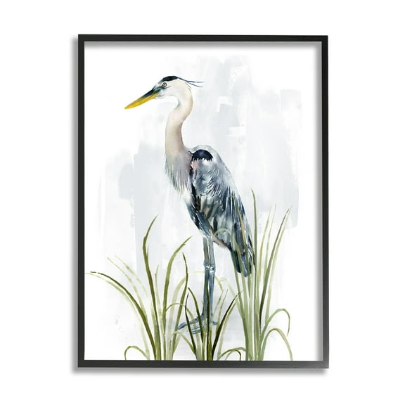 Stupell Industries Shore Bird Looking Left Animals & Insects Painting Black Framed Art Print Wall Art, 11 x 14