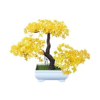 ionze Mini Artificial Bonsai Realistic Plastic Tree with Natural Appearance and Texture for Home Office Desk Décor (Yellow)
