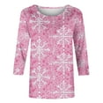 thumbnail image 5 of Cavosen Christmas Womens Sweaters Cute Crew Neck 3/4 Length Sleeve Funny Pullover Santa Solid Loose Blouses Lightweight Party Shirt Tops, 5 of 5