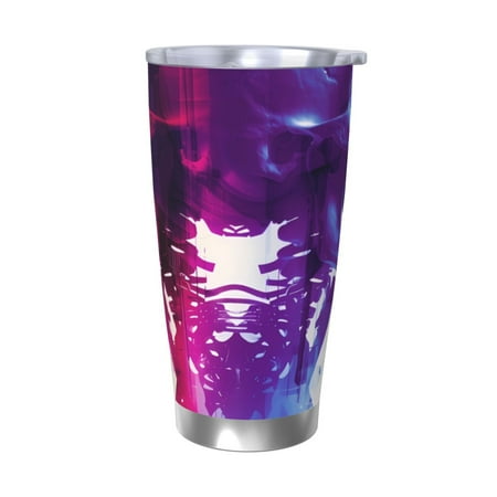 

Qekee Dual Skulls Colorful Fusion Print 20OZ Car Cup Stainless Steel Vacuum Insulated Tumbler Tumbler Cup With Lid And Straw Travel Coffee Mug-Without Straw