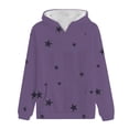 thumbnail image 3 of Women's Star Print Hooded Sweatshirt with Pocket, Long Sleeve Graphic Pullover for Casual Streetwear, Comfy Lounge Wear, and Everyday Fashion Purple S, 3 of 3