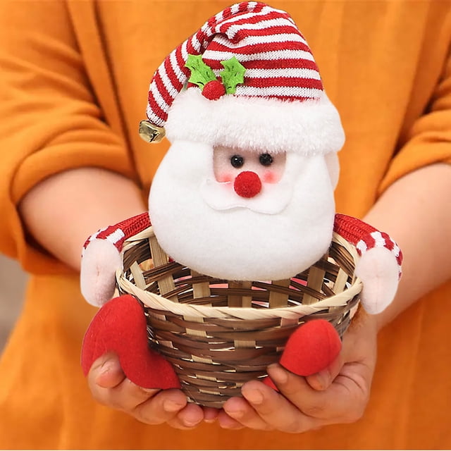 Fiudx Cesta Navideña de Muñeco de Nieve, Adornos Navideños Decorativos, Porta Caramelos de Papá Noel Anciano, Decoración Festiva de Escritorio, Colores Vibrantes, Diseño Único, Tamaño 17 X 16 X 12 Cm