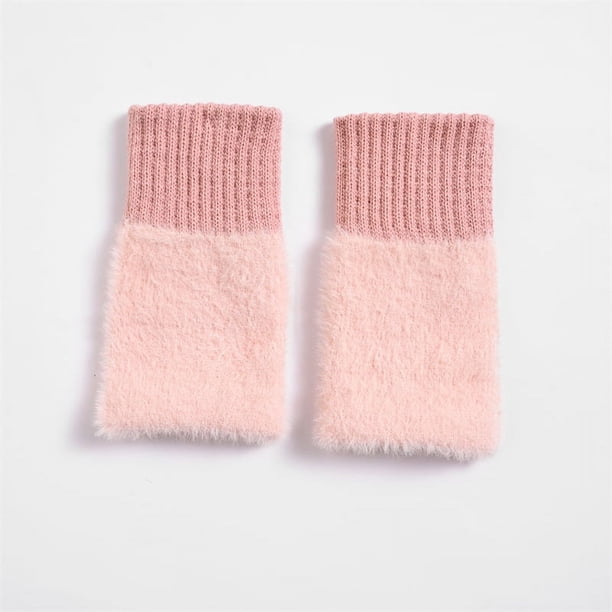 Guantes de medio dedo para otoño e invierno, guantes de lana de punto cálidos y gruesos para mujer, abertura de dedo simple para estudiantes
