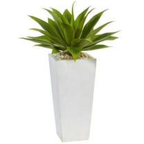Nearly Natural Agave Artificial Plant in White Planter
