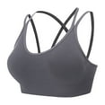 thumbnail image 4 of Gubotare Sports Bra High Impact Womens Seamless Ribbed Longline High Neck Sports Bra - Racerback Padded Slim Fit Crop Tank Top with Built in Pads (Grey,S), 4 of 8