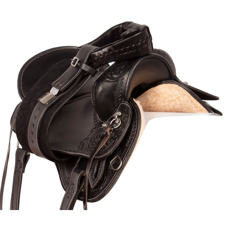Leather Cantle Bag CHALLENGER Western Tooled Leather Trail Saddle ...