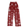 thumbnail image 6 of Christmas Womens Pajamas Casual Flannel Christmas Snowflake Print Pajama Pants Comfy Elastic Waist Fall Pj Bottoms Holiday Soft Sleep Loungewear Pants Wine XS, 6 of 7