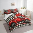 thumbnail image 3 of Manfei Truck Car 7-Piece Twin Bedding Sets for Female Men Teens,Red Love Heart Print Bedding Comforter Set,Valentine's Day Breathable Sheet Sets,Ultra Soft Home Decor,Reversible, 3 of 8