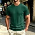 thumbnail image 2 of JTSRKL Mens Ribbed Knit Shirts Crewneck Short Sleeve Breathable Lightweight Tees Textured Summer Casual Daily Comfort Soft Wear Tops, 2 of 8