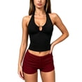 thumbnail image 2 of Endives Women's Halter Tanks Top Sleeveless Cut Out Crop Top Summer Slim Fit Backless Trendy Going Out Top Stretchy Clubwear Tank Tops for Women L, 2 of 5