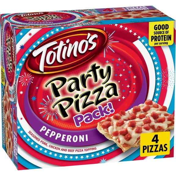 Totino's Party Pizza Pack, Pepperoni, Frozen Pizza, Frozen Snacks, 4 Ct, 40.8 oz