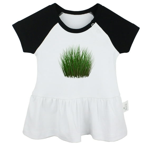Nature Grass Pattern Dresses For Baby, Newborn Babies Skirts, Infant Princess Dress, 0-24M Kids Graphic Clothes (Black Raglan Dresses, 0-6 Months)