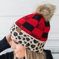 thumbnail image 4 of CC Cabin Cozy Leopard Plaid Beanie, 4 of 7