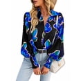thumbnail image 4 of Michellecmm  Women Button up Shirt Contrast Color Loose Casual Long Sleeve Blouse, 4 of 7