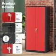 thumbnail image 3 of SOLAURA 72 inches Tall Metal Garage Storage Cabinets, Lockable Steel Storage Cabinet with Doors and Adjustable Shelves for Office, Home, Shops, Garage, Assembly Required, Black Red, 3 of 7