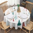thumbnail image 3 of White Christmas Tree Pattern Round Tablecloth 60"x60",Wrinkle Wipeable Table Cloth for Kitchen Dining Room Picnic Patio Party, 3 of 6