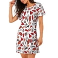 thumbnail image 2 of Haiem Red Food Print Women’s Short-sleeved Nightdress – Comfortable and Loose-Fit Sleepwear, Soft Cotton Sleep Shirt for Relaxing, Casual Nightdress, 2 of 6