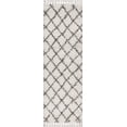 thumbnail image 2 of JONATHAN Y MERCER SHAG 2 x 8 Runner Rug, Mercer Plush Tassel Moroccan Geometric Trellis - Cream/Gray, MCR104B-28, 2 of 3