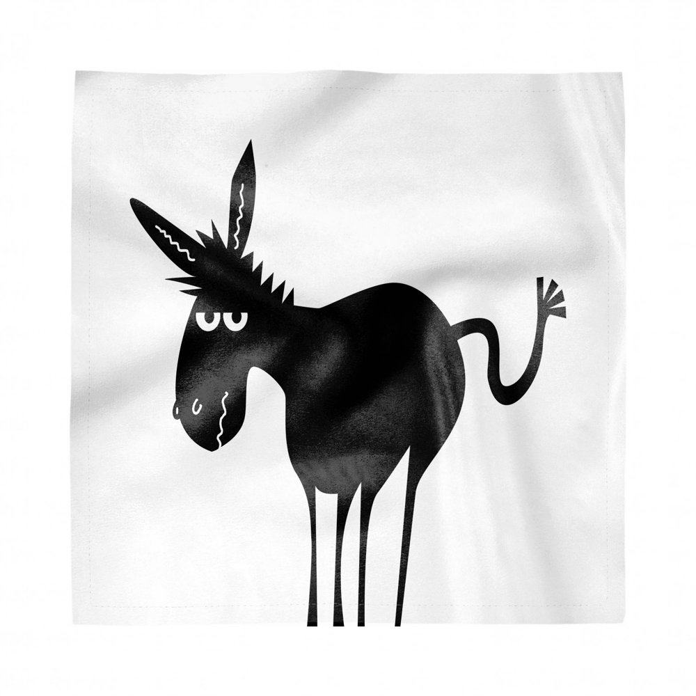 Donkey Napkins Set of 4, Silhouette of an Animal Mascot Character Style Funny Comic Donkey