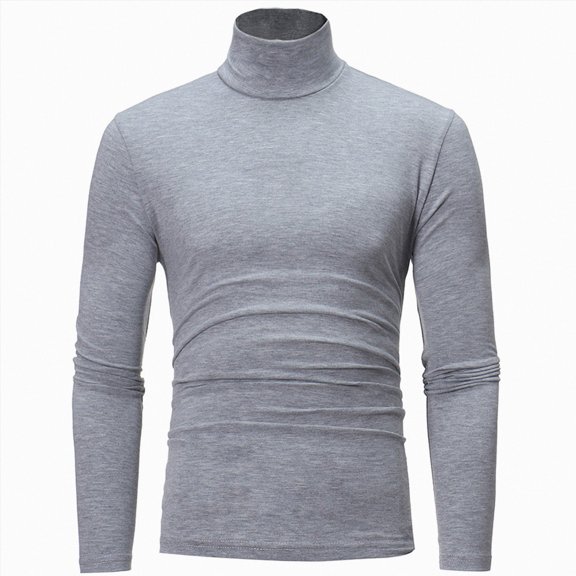 Hudaneo Mens Casual Turtleneck Shirt Long Sleeve Slim Fit Lightweight Knitted Base Layer, M-3XL