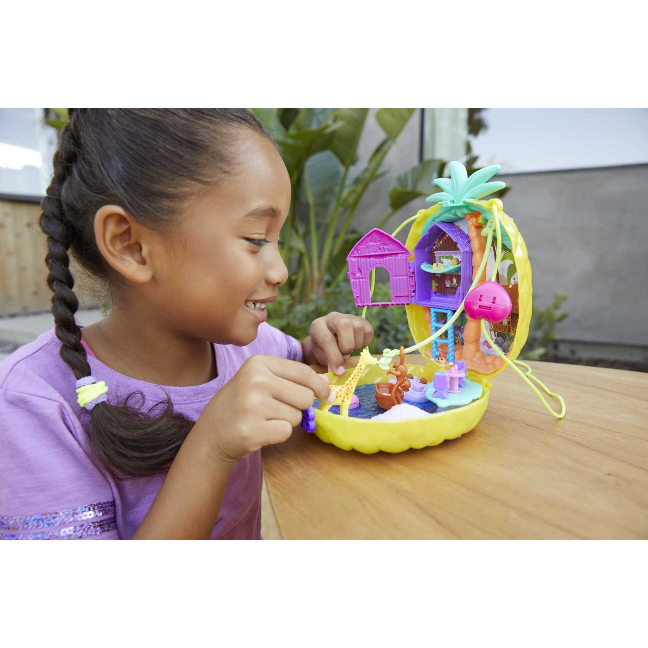 Polly Pocket 2-in-1 Pineapple Purse Playset with Micro Polly and Lila Dolls and Accessories