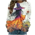 thumbnail image 3 of Craaazy Halloween Shirt Women's Crew Neck Long Sleeved Pullover Fashionable Witch Ghost Printing Blouses Top Gifts For Women, 3 of 6
