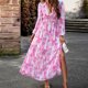 thumbnail image 4 of Vestido Vestido de línea A para mujer, vestido elegante de gasa con abertura lateral, vestido largo de vacaciones con estampado floral Kuymtek Rosa roja T M para Mujer, 4 of 7