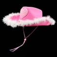 thumbnail image 6 of BRICH Cowboy Hat Heart Pattern Western Hat Travel Casual Wear Hats Fashion Denims Hats for Daily Fashion Statements 01-Pink One Size, 6 of 7