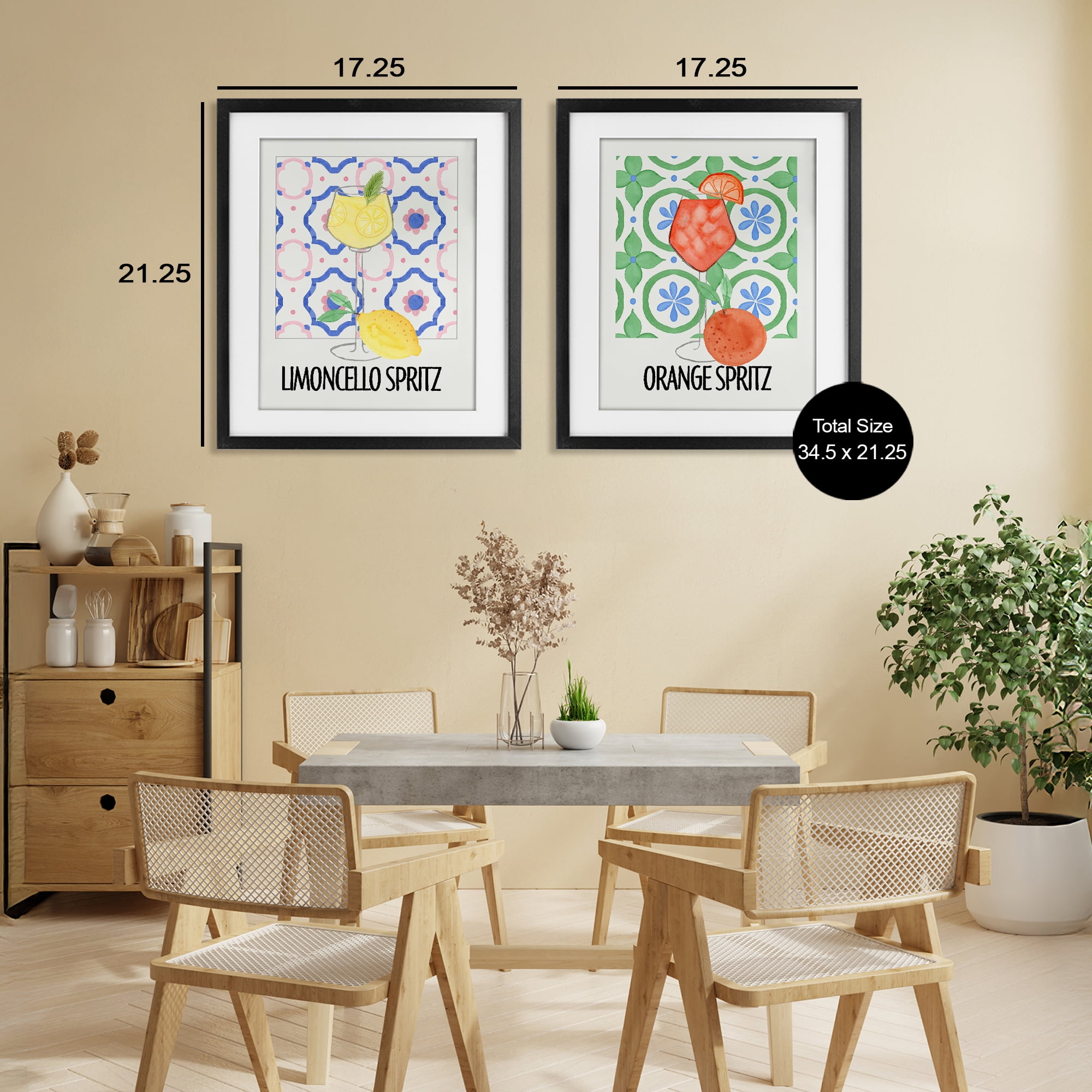 Stupell Industries Citrus Spritz On My Mind 2 Piece Black Framed Print Under Glass Set, design by Nina Jacobs