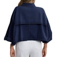 thumbnail image 2 of Womens 3/4 Sleeve Cropped Denim Jackets Casual Button Down Loose Coat with Pockets, 2 of 6