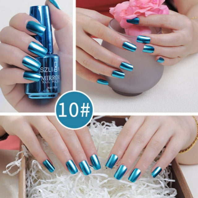 Esmalte de uñas de 12 colores, esmalte de uñas metálico, herramienta para manicura, barniz de uñas DIY, no se despega, extraíble, 18 ml.