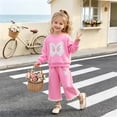 thumbnail image 2 of enyan Baby Girl Clothes Fall Winter Long Sleeve Top and Jogger Pants Set Casual Daily Outfits for Toddler Girl Hot Pink，2-3 Years, 2 of 7