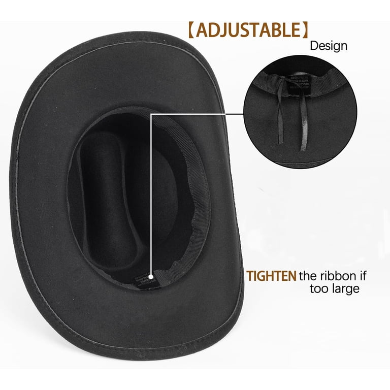 NEW Western Cowboy Hat Men Women Classic Roll Up Fedora Hat with Buckle Belt S/M Cowboy Hat for Men Women Classic Roll Up Fedora Hat with  main image 4