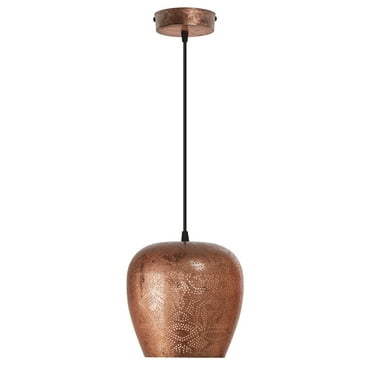 River of Goods Miles  Copper-Colored Metal Punched Globe Shade 8-Inch Pendant Light - 8" x 8" x 15.5/80.5"