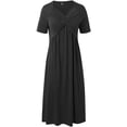 thumbnail image 4 of Robes de Printemps pour Femmes Décontractées Manches 3/4 Longue Robe Évasée Basique Plage Vacances Travail Maxi Robe 2025, 4 of 5