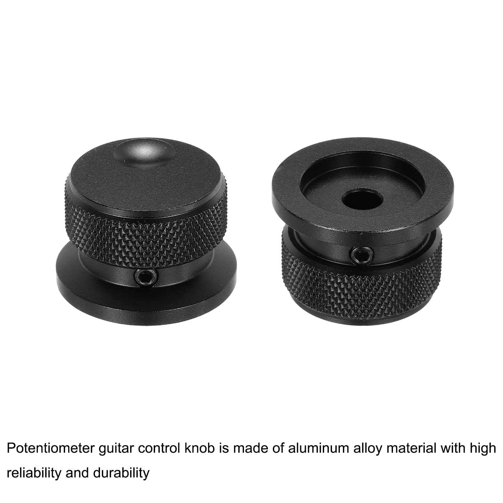 2 Pcs Aluminium Potentiometer Knobs, 1/4" (6mm) Universal Volume Tone Control Knobs with Oval Groove Indicator, 4/5" Black(30x20mm)