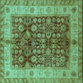 thumbnail image 1 of Ahgly Company Indoor Square Oriental Turquoise Blue Traditional Area Rugs, 7' Square, 1 of 4