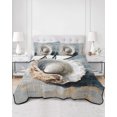 thumbnail image 3 of Coastal Seashells King Size Down Alternative Comforter, Lightweight Comforter Quilt Bedding Set with Pillow Shams Rustic Nautical Oil Abstract Painting All Seasons Bed Comforter Duvet Insert 96"x106", 3 of 7