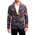 thumbnail image 2 of YOIAVAIOY 2026 Mardi Gras Blazer for Men Relaxed Fit Carnival Print Suit Jacket Holiday Streetwear Corduroy Button Blazers Winter Fashion Warm Jackets Purple S, 2 of 6