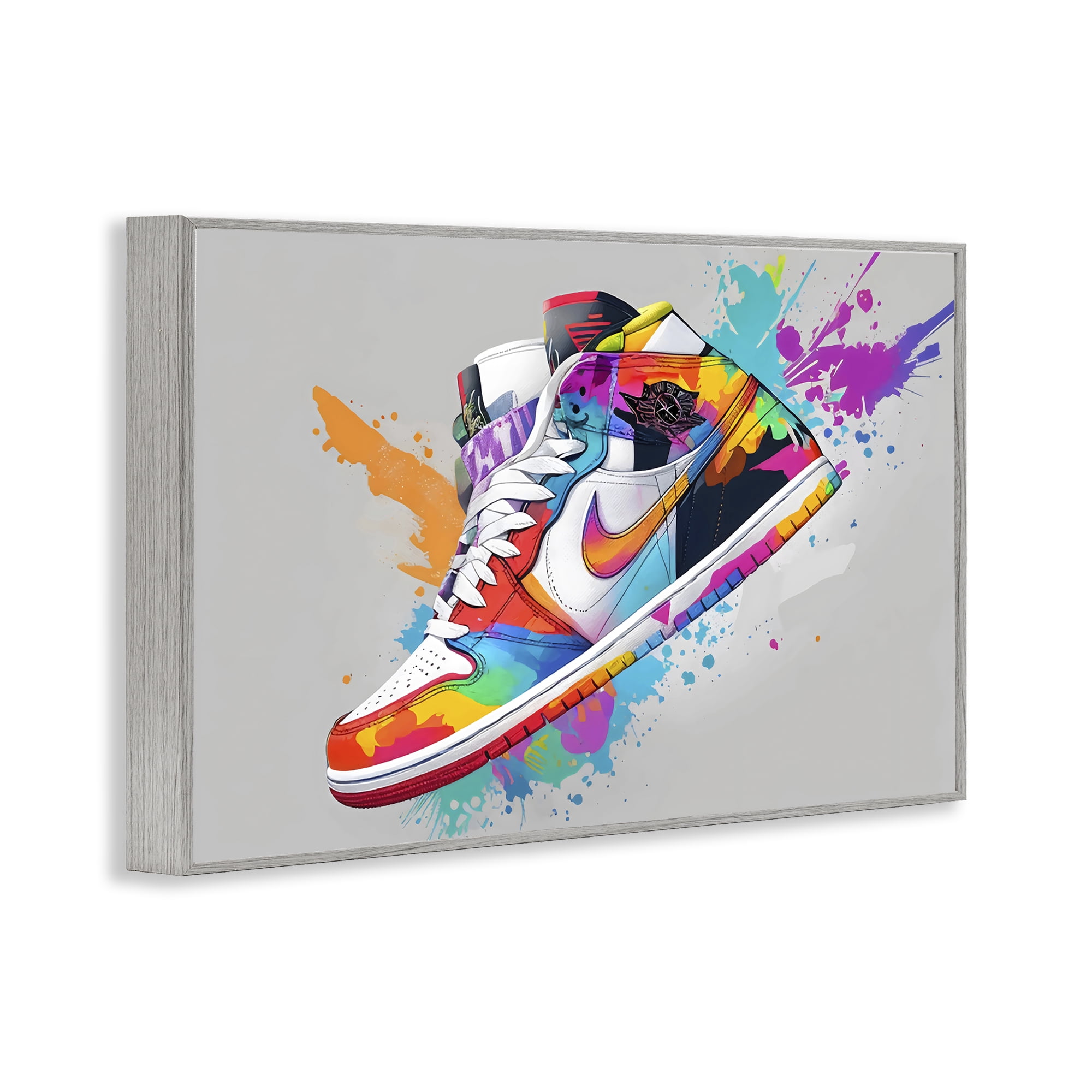 Stupell Industries Hightop Sneaker with Splatter Gray Framed Giclee Art, design by Creative Studio
