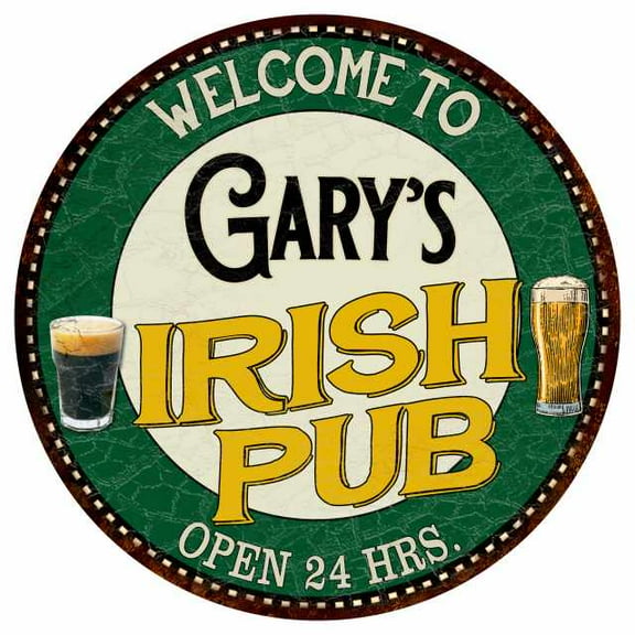 Gary's Irish Pub 12" Round Metal Sign Kitchen Bar Wall Décor 200120036060