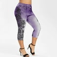 thumbnail image 2 of Dezsed Women's Pants Plus Size Lace Floral Appliques Skinny Jeans Pencil Pants Summer Casual Capris Leggings Denim Pants Purple XXXXXL, 2 of 4