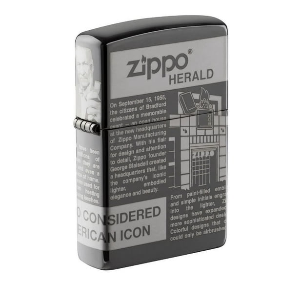 Zippo Blk Ice 360 la ser Engraved Lighter Newsprint Design