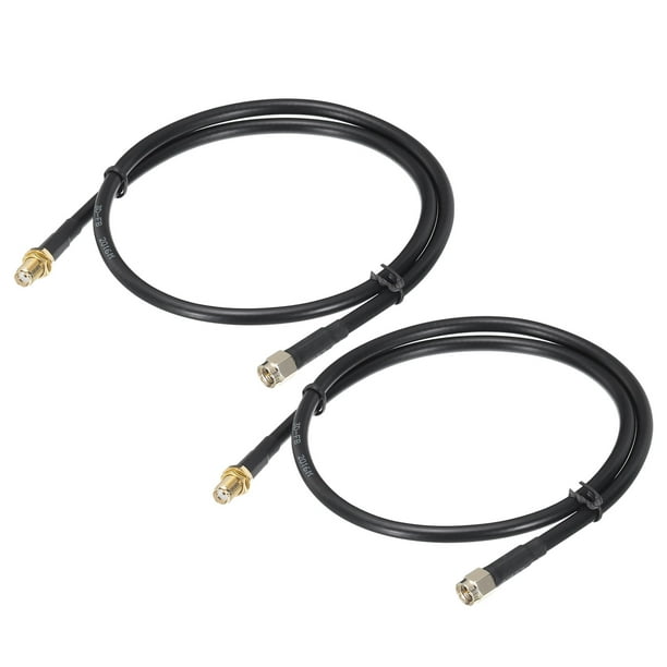 Cables coaxiales Uxcell 240 Tipo SMA Macho a SMA Hembra Cable coaxial de baja pérdida 2FT Negro 2Pcs