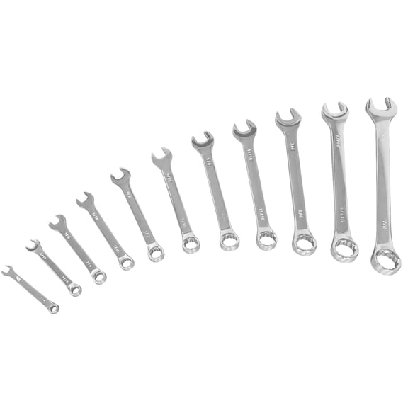 Performance Tool W1061 11-Piece SAE Chrome Vanadium Steel Combination Wrench Set with Case