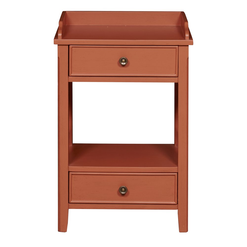 HomeFare 2 Drawer X Side End Side Table in Terracotta Orange Walmart
