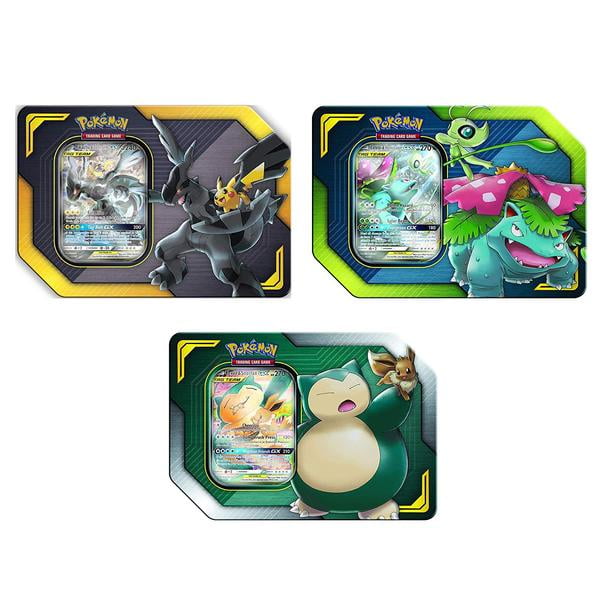 Pokémon Tcg Tag Team Tins Set Of 3 Including 1 Pikachu Zekrom 1 Eevee Snorlax And 1 Celebi Venusaur Tin Walmartcom