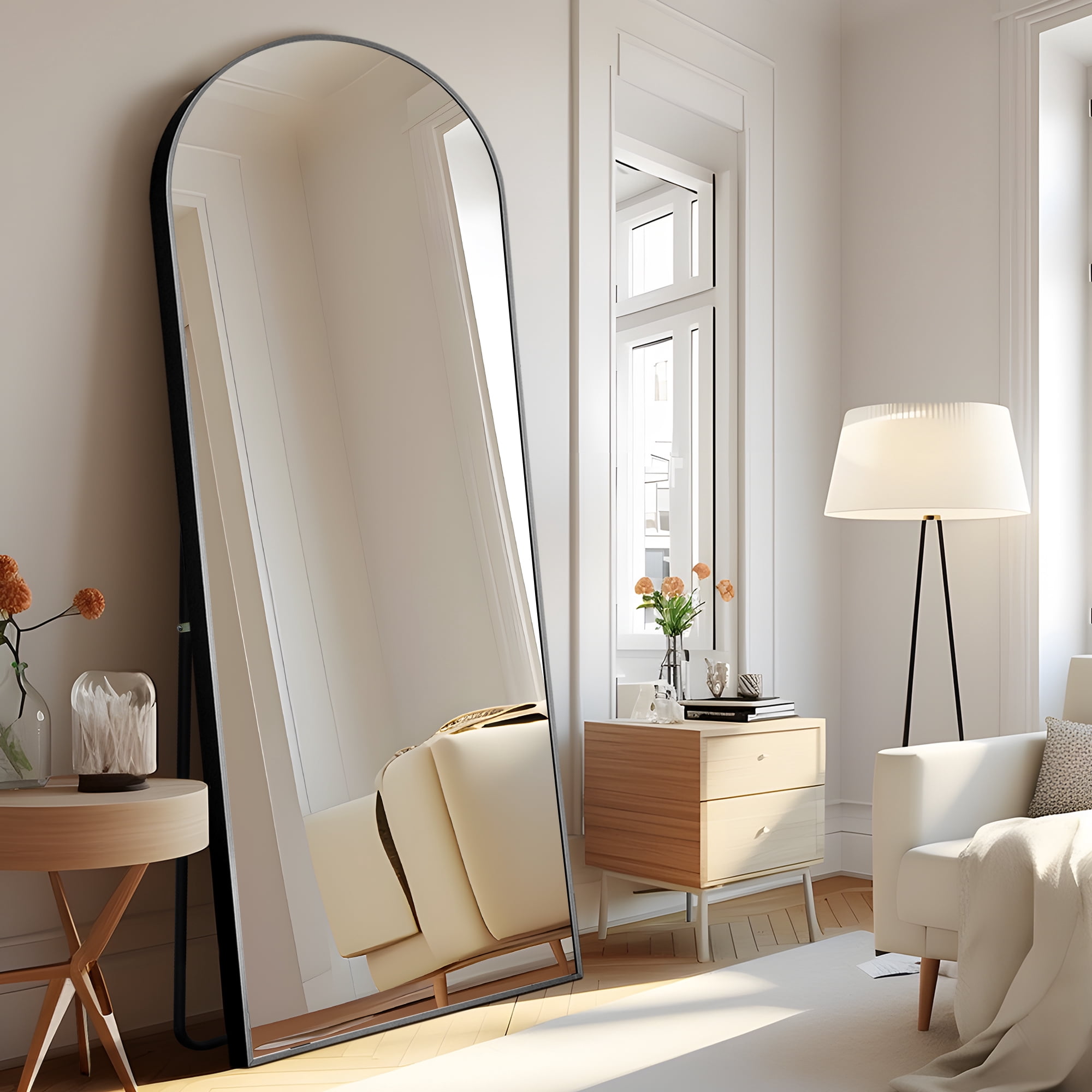 79x35 Oversized Arch Aluminum Alloy Frame Full Length Mirror Floor Mirror,Black
