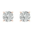 thumbnail image 3 of 1.5 Ct Round Cut Studs White Sapphire 14K Rose Solid Solid Gold Everyday Dainty Earrings Screw Back, 3 of 7