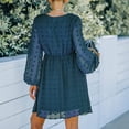 thumbnail image 4 of Vestido De Manga Larga Con Cuello En V, Vestido De Manga Larga Informal De Tul Para Mujer, Puño Elástico, Estampado De Puntos, Estilo De Línea Con Volantes Para Citas Para Dama ANGGREK Azul Rey M, 4 of 6